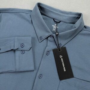 Western Rise X Cotton Button Down Shirt Mens 2XL Blue Pacific Performance LS